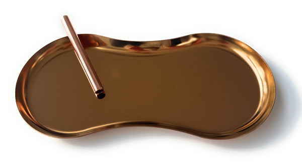 SET Braun/Bronze/Rosé Gold Oval 1x Metall Brettchen inkl. 1 Ziehröhrchen Ziehunterlage Classy Edel