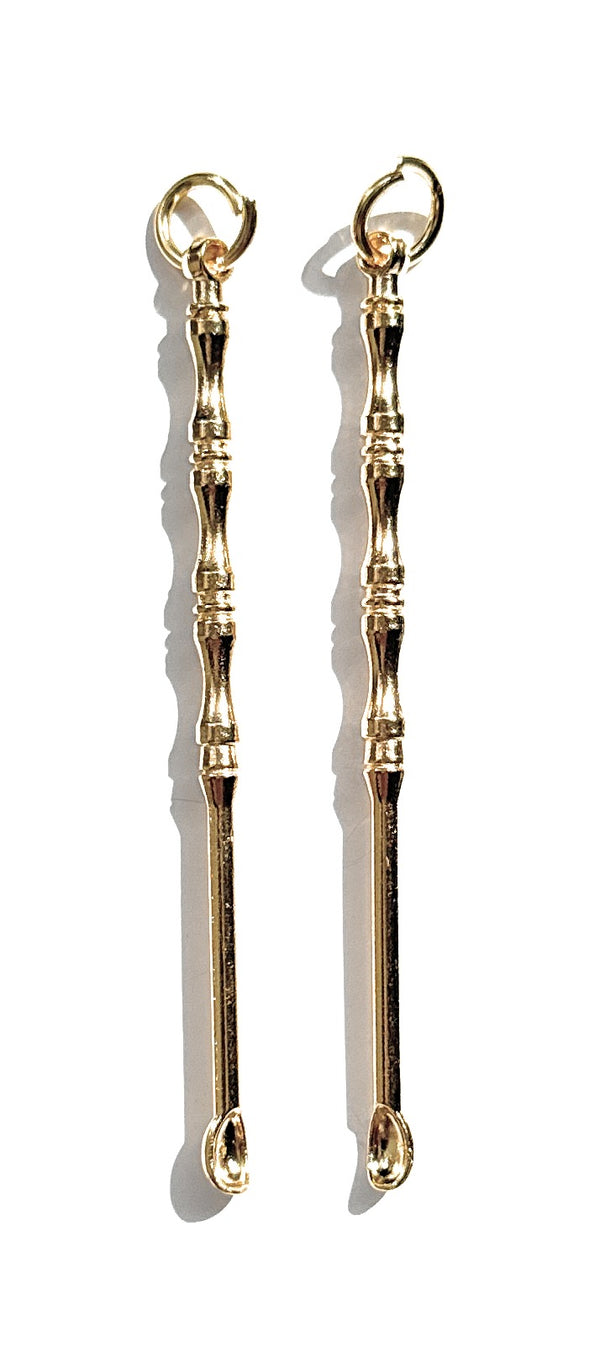 Mini Löffel in Bambus-Optik in Gold oder Silber mit Ring zum befestigen an Schlüsselbund etc. (ca.70mm) einzeln oder als Set