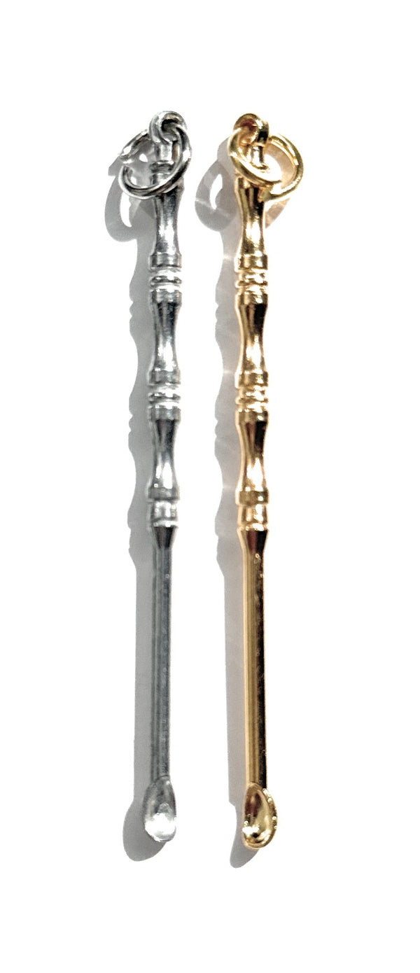 Mini Löffel in Bambus-Optik in Gold oder Silber mit Ring zum befestigen an Schlüsselbund etc. (ca.70mm) einzeln oder als Set