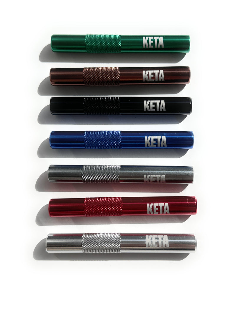 Tube avec gravure "KETA" en aluminium - pour votre tabac à priser - tube à dessin longueur 70mm 7 couleurs au choix