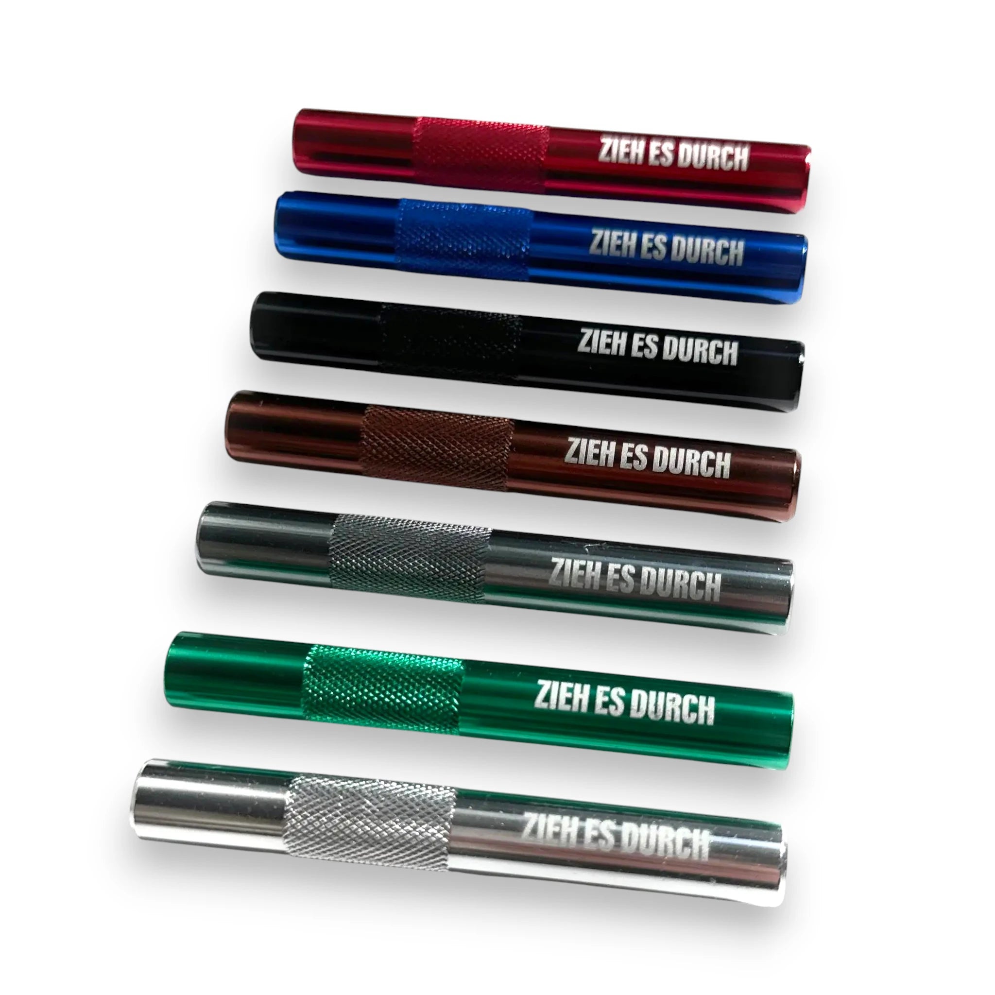 „Zieh es durch“ Aluminium-Röhrchen – Stylisch, Praktisch & Robust in 7 Farben