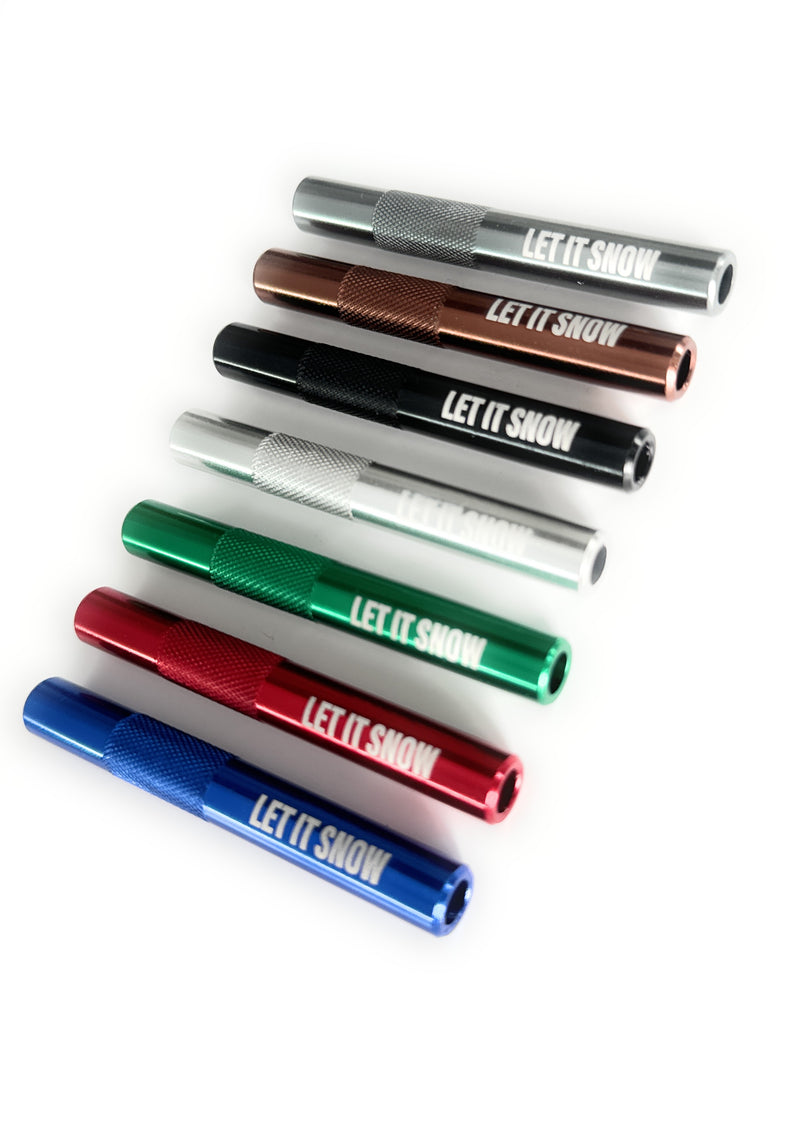 Tube with "Let it Snow" engraving made of aluminum - for your snuff - drawing tube length 70mm 7 colors to choose from