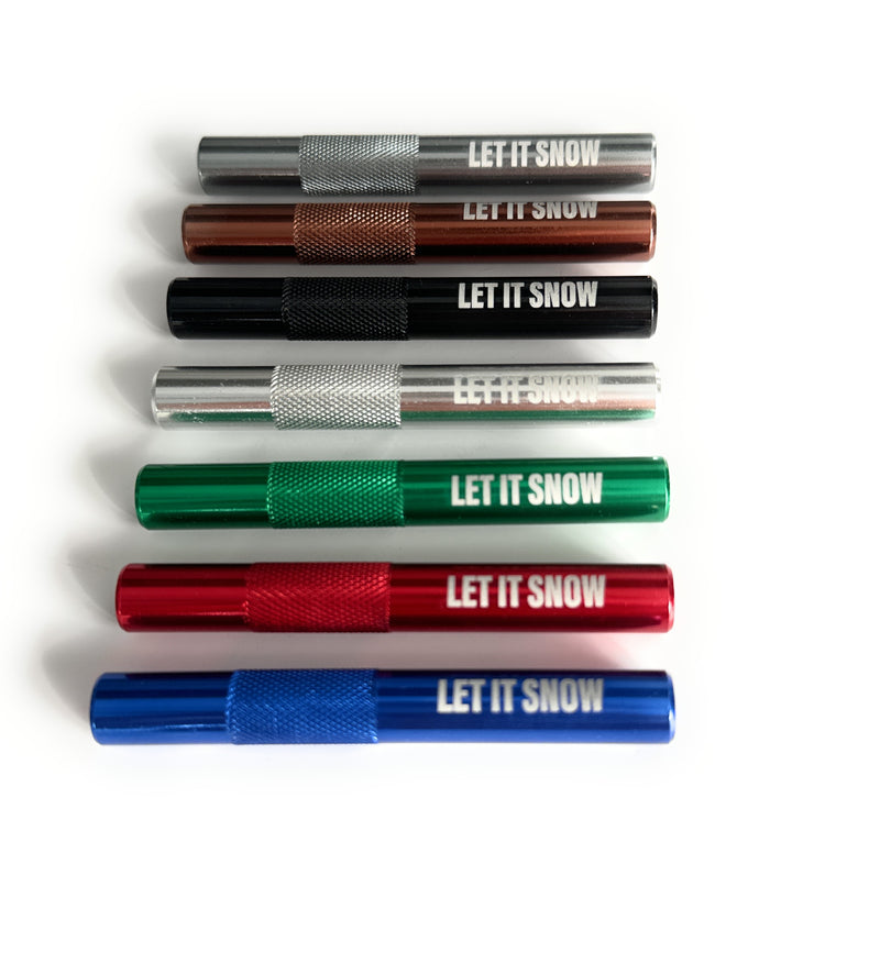 Tube with "Let it Snow" engraving made of aluminum - for your snuff - drawing tube length 70mm 7 colors to choose from