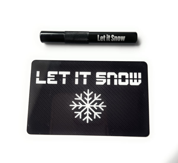 Jeu de tubes en aluminium noir/nervuré (80 mm) avec gravure laser et carte hack « Let it snow »