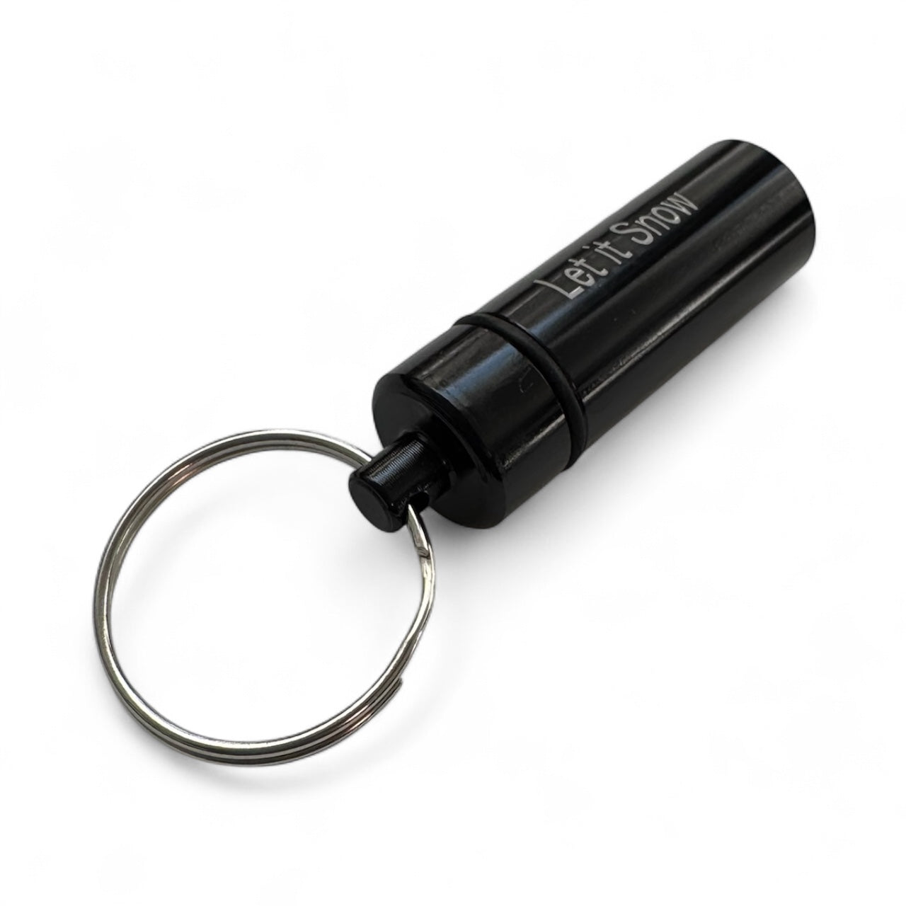 Kapsel-Anhänger "LET IT SNOW" – Schwarz, diskret & stylisch