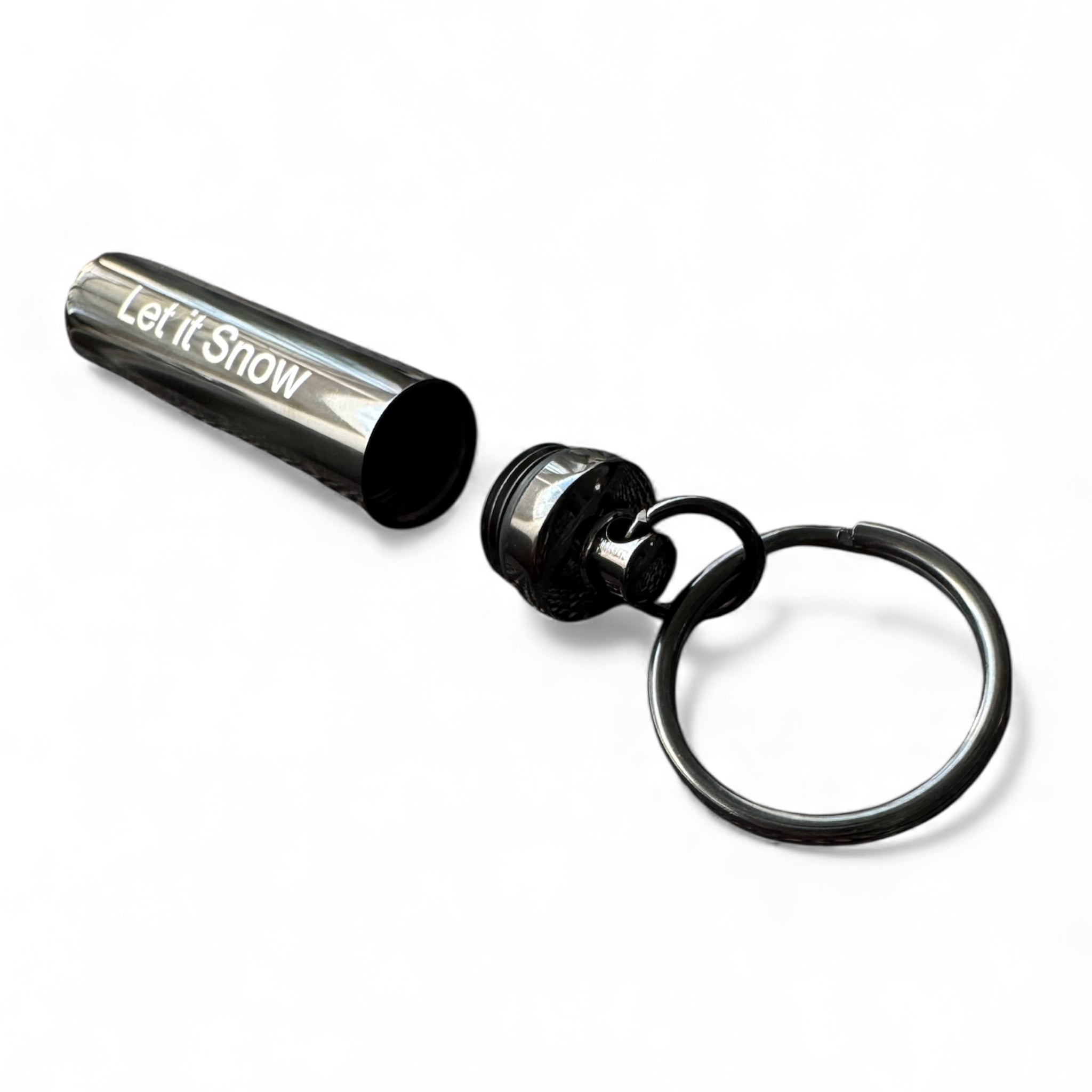 Kapsel-Anhänger "LET IT SNOW" – Schwarz, diskret & stylisch V2