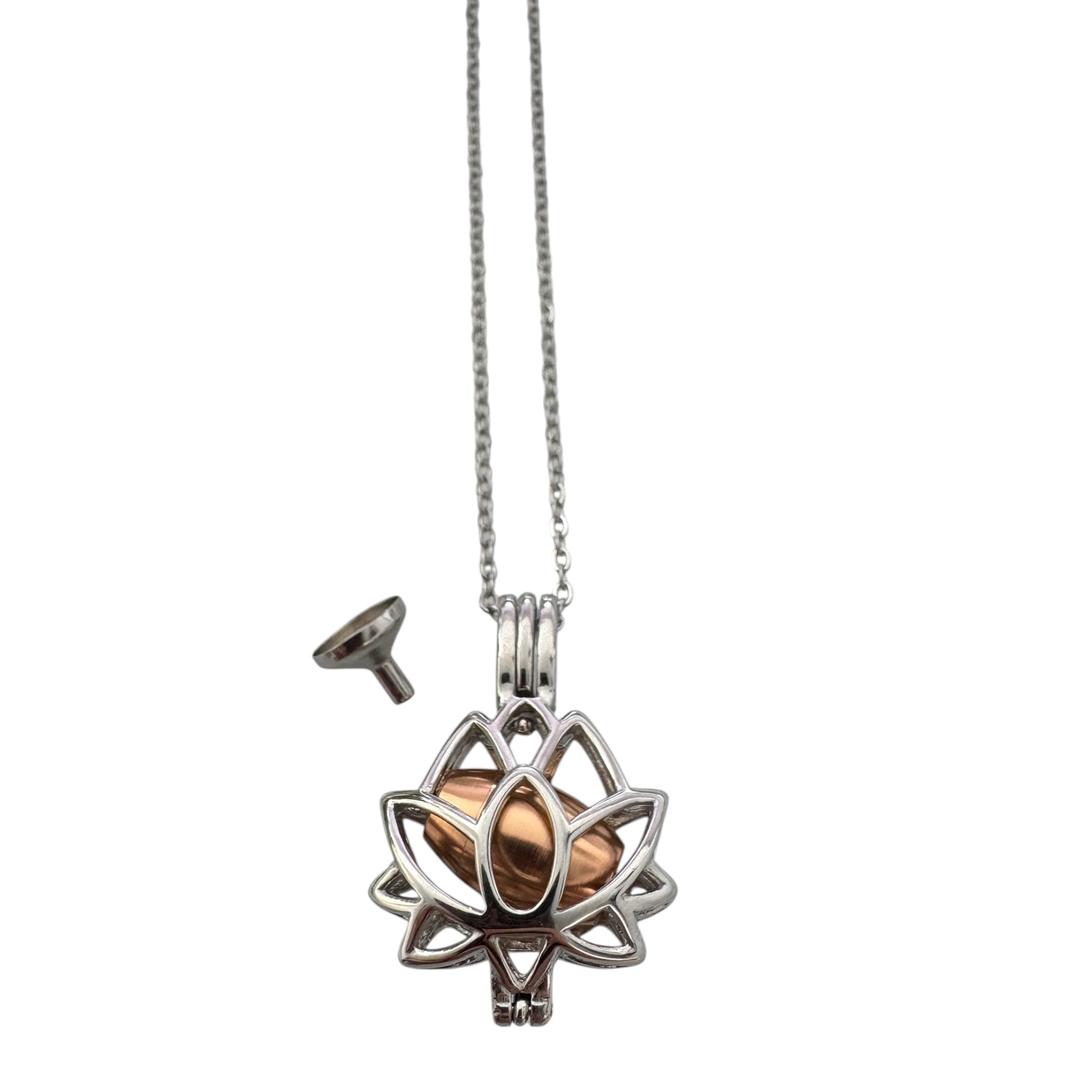 Lotus Secret Kette – Silber (mit Roségold-Kapsel)
