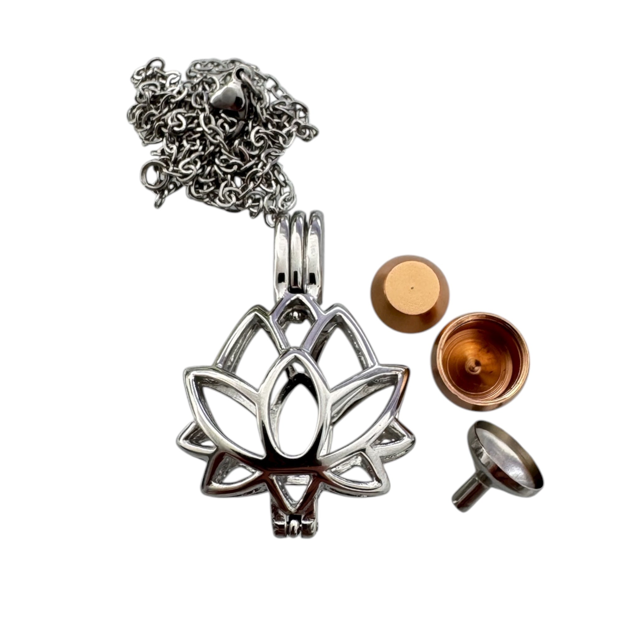 Lotus Secret Kette – Silber (mit Roségold-Kapsel)