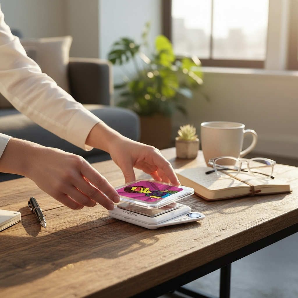 Mini Waage im exklusiven Comic-Look – Für präzise Messungen unterwegs – 100g / 0,01g Genauigkeit