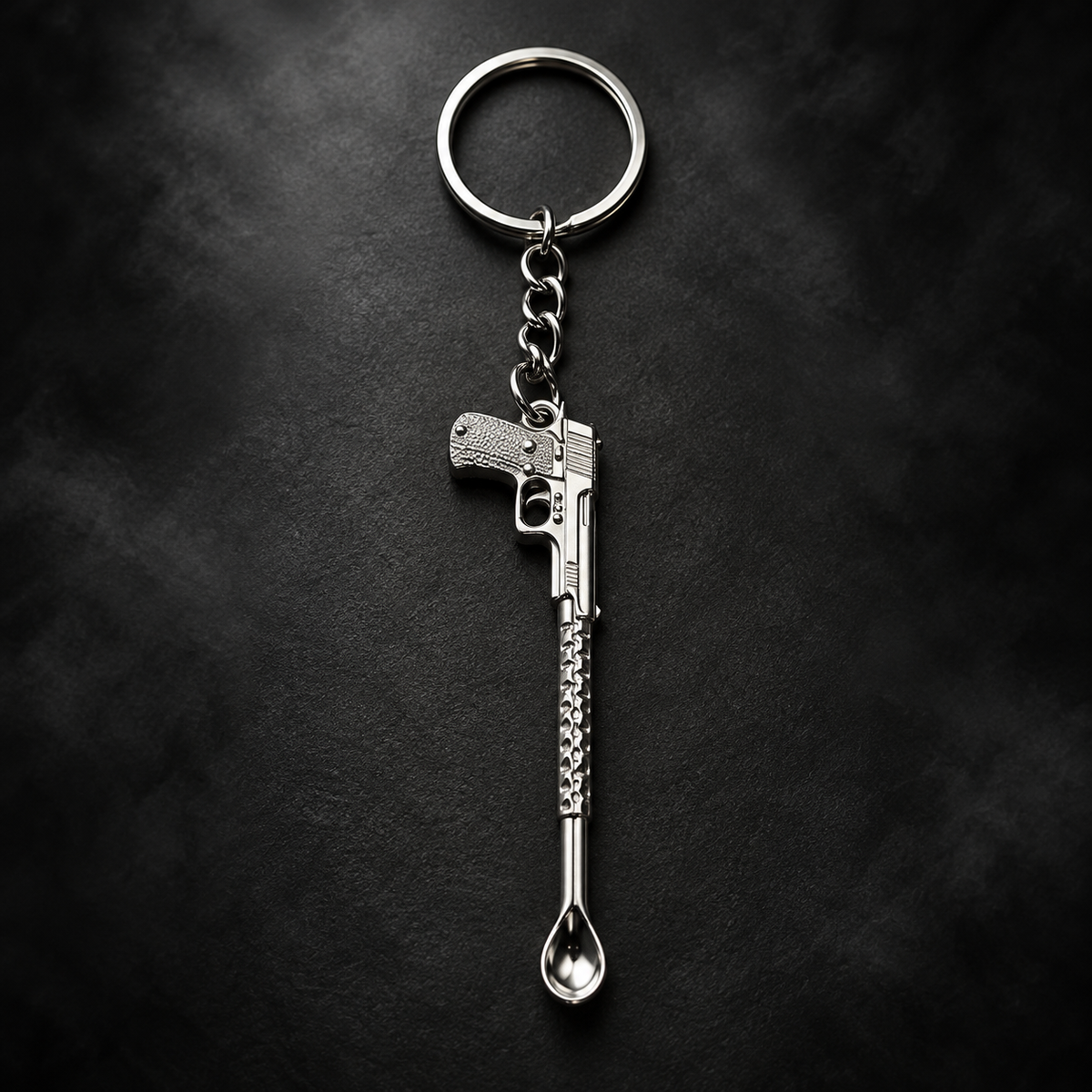 Pistolen-Löffel Schlüsselanhänger – Silber