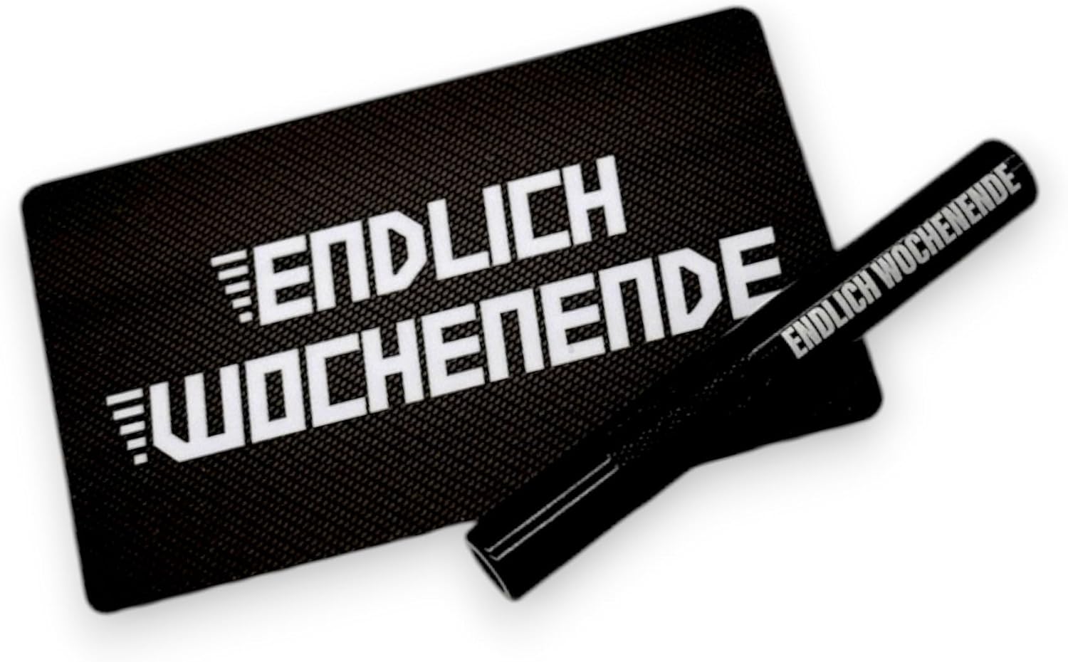 Röhrchen-Set „Endlich Wochenende“ – Alu-Röhrchen mit Gravur & Hack-Karte