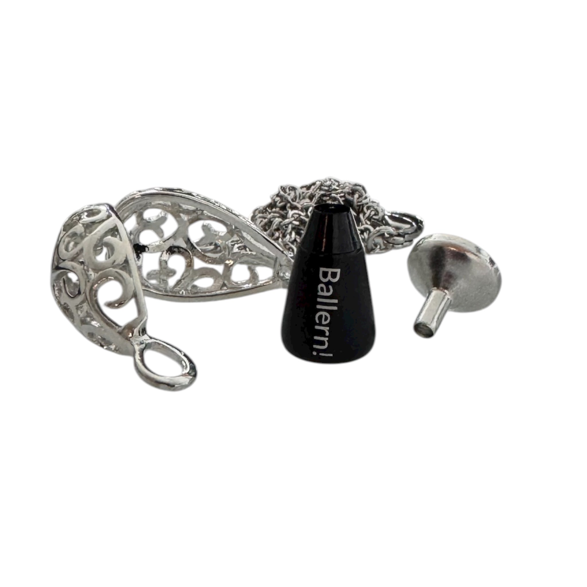 Secret Drop Kette – Silber/Schwarz (mit „Ballern!” Innenfach)