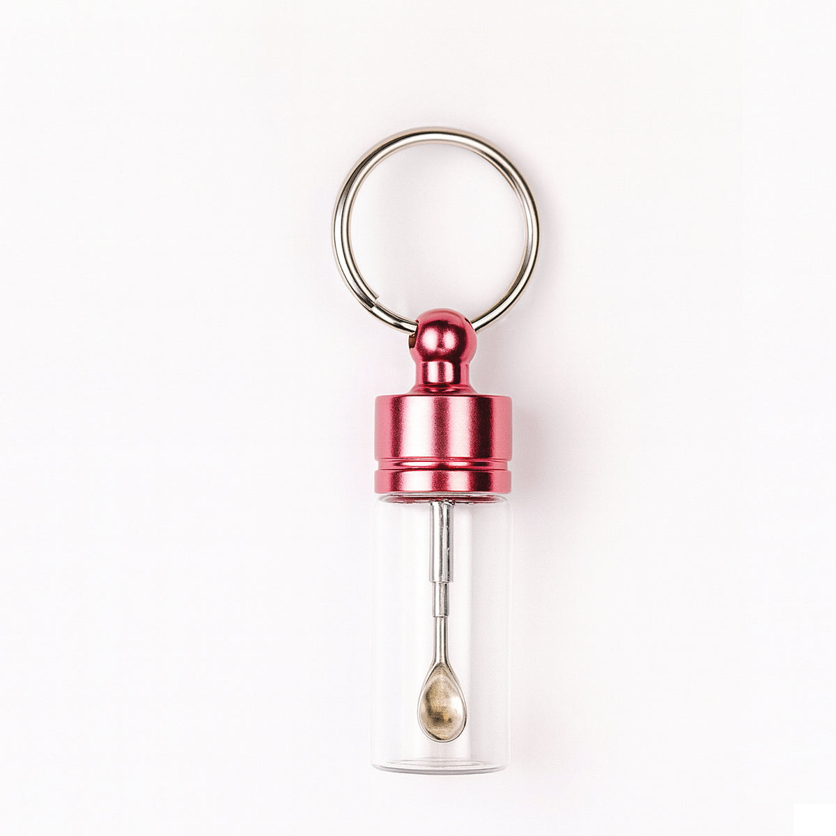 Stabiler Spender mit Teleskoplöffel – Schlüsselanhänger in Rosa