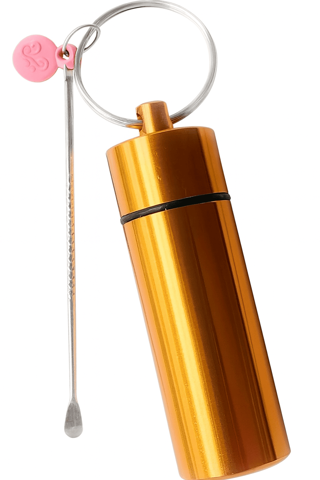 Verschließbare Aluminium-Pillenbox mit Löffel – Gold