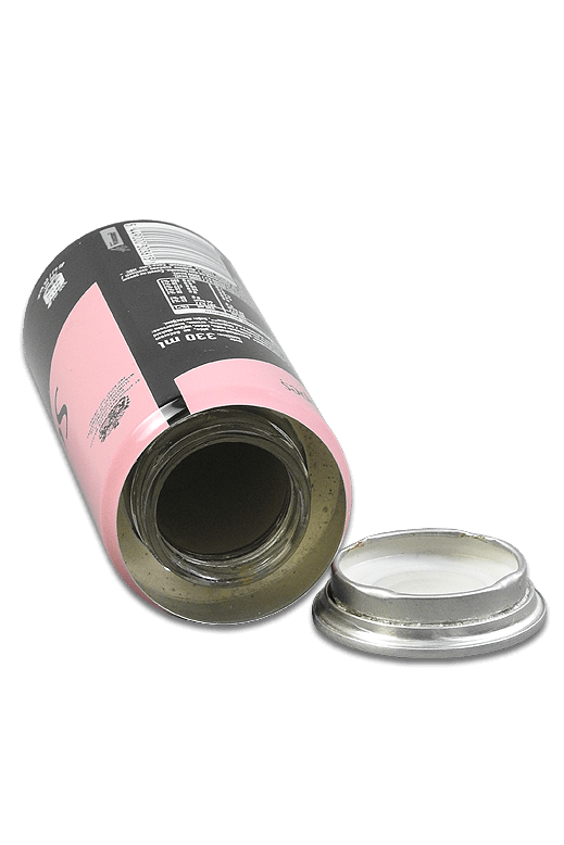Geöffnete pink-schwarze Getränkedosen-Versteckdose mit verstecktem Fach
