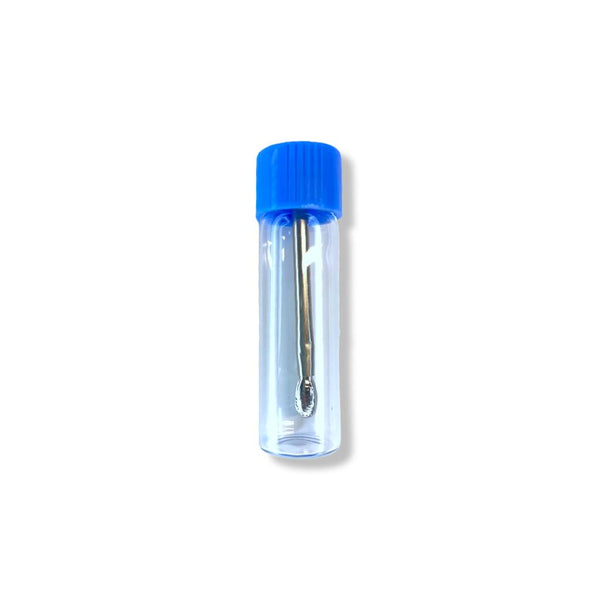 Baller bottle with telescopic spoon with clear blue screw cap