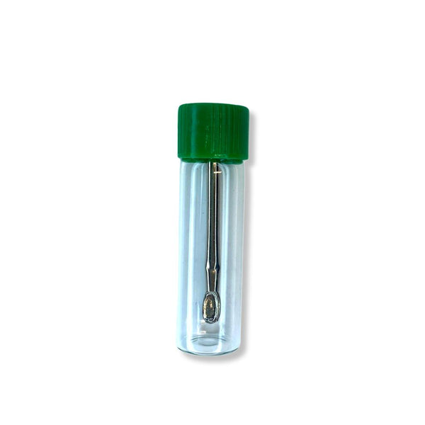 Baller bottle with telescopic spoon with clear green screw cap