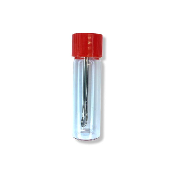 Baller bottle with telescopic spoon with clear red screw cap