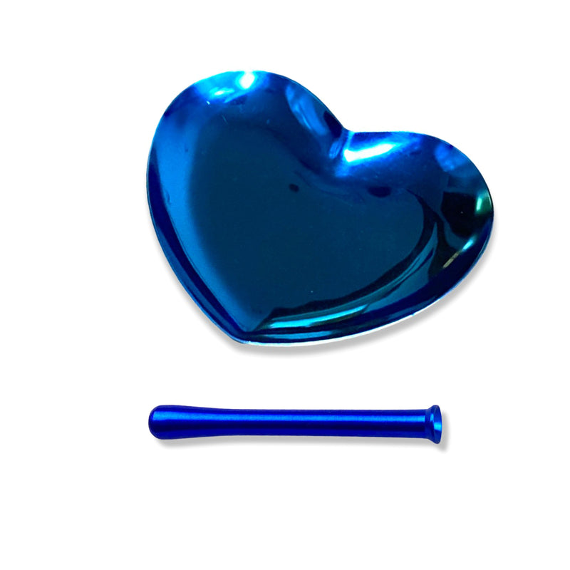 Blaues Herz Metall Brettchen Ziehunterlage/Bauunterlage Edel & Röhrchen in blau