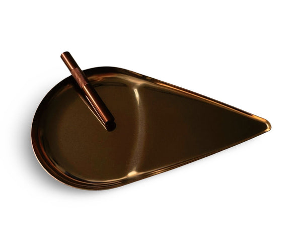 SET bronze/marron gouttes/larmes 1x planche métallique avec 1 tube à dessin bloc à dessin Classy Edel