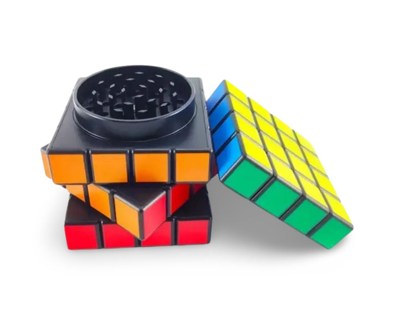Grinder 4 Schichten im Zauberwürfel/Rubiks Cube Design (58mm x 58mm) bunt