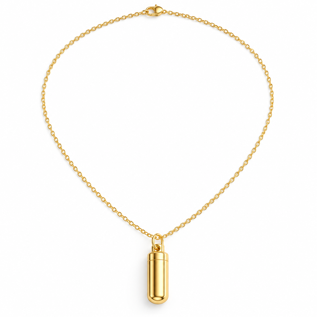 Goldene Kapsel-Kette aus Edelstahl mit befüllbarem Anhänger und Schraubverschluss
