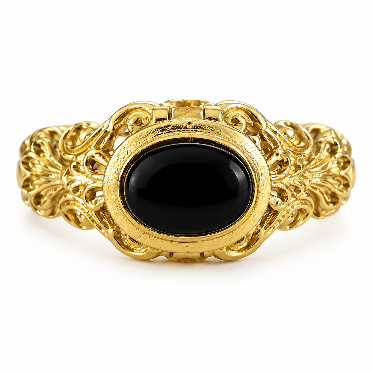 Goldener Vintage-Ring mit schwarzem Stein & Geheimfach 