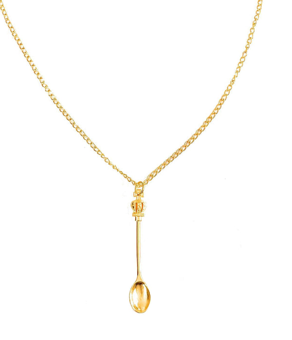 Elegant mini spoon pendant necklace - gold chain 45cm