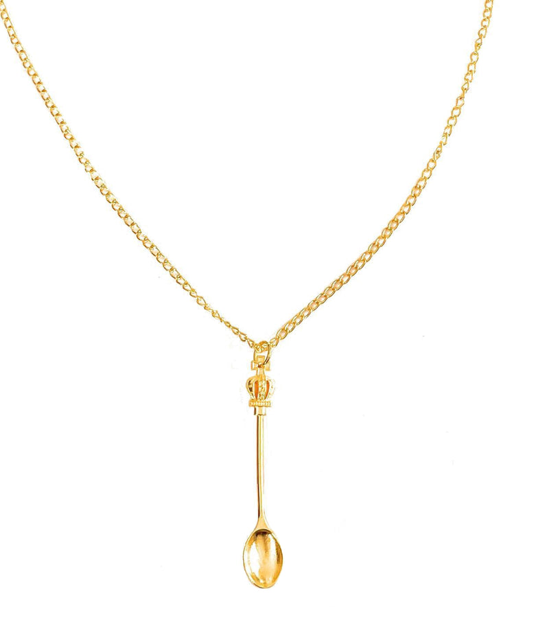Collier pendentif mini cuillère élégant - chaîne dorée 45cm