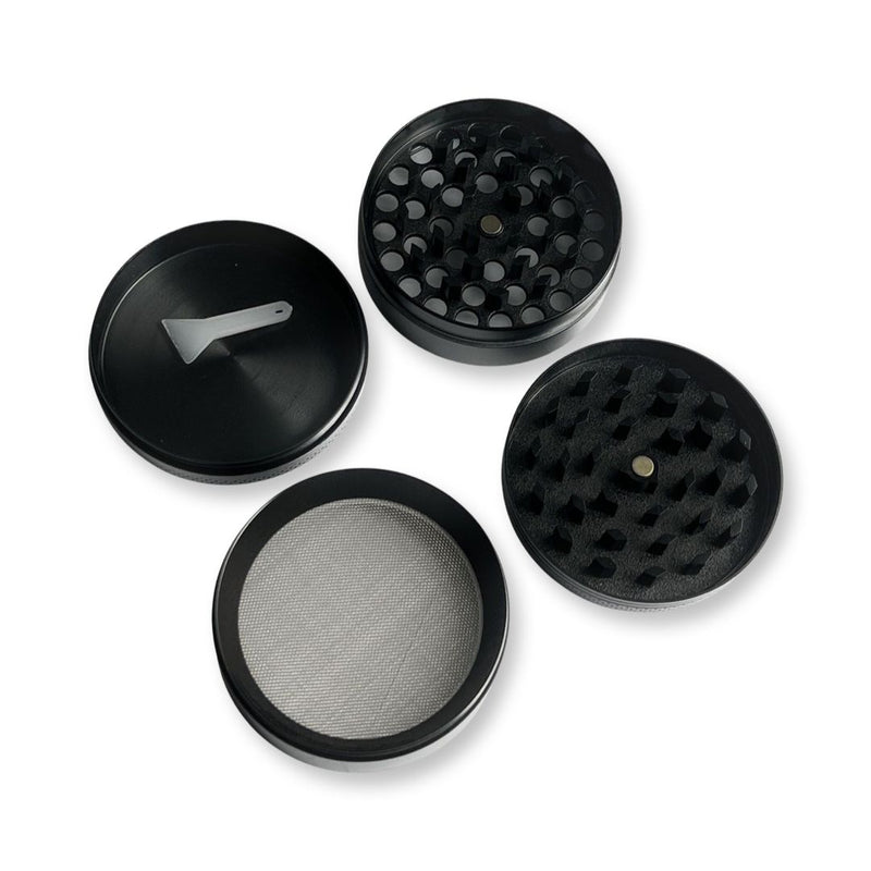 Broyeur XXL noir (63 mm) 4 couches d'aluminium avec aimant pour fumer