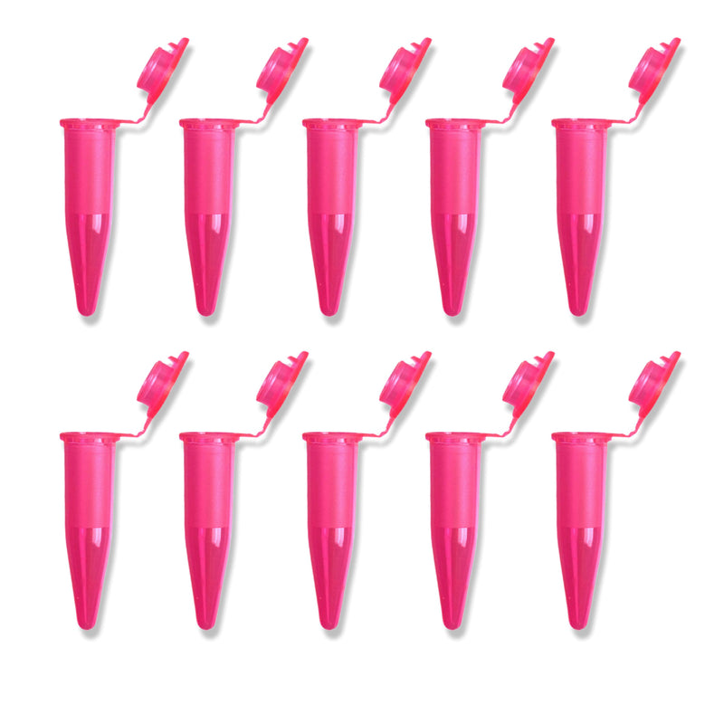 Kapsel Set (10 Stück) mit Mengenangabe Sniff Snuff Aufbewahrung wiederverschliessbar Plastik Stoffkapsel Micro-Tubes 1,5 ml Pink