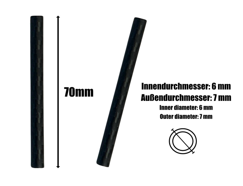 Jeu de tubes en carbone comprenant une carte de hack et un tube à dessin noir en véritable fibre de carbone - longueur 70 mm stable et élégant V2.0
