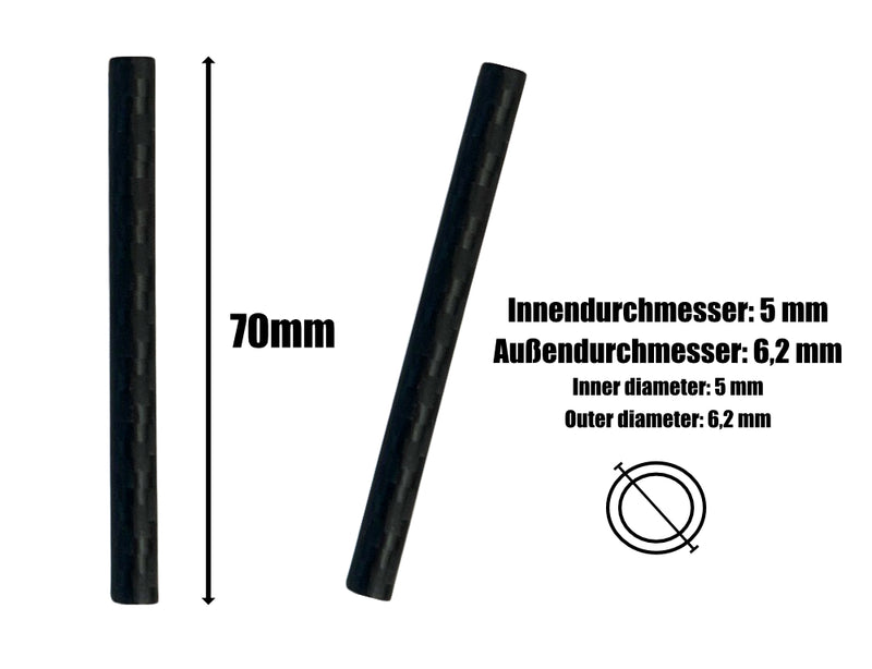 Carbon tube set including hack card & drawing tube, black drawing tube - length 70mm, stable and elegant