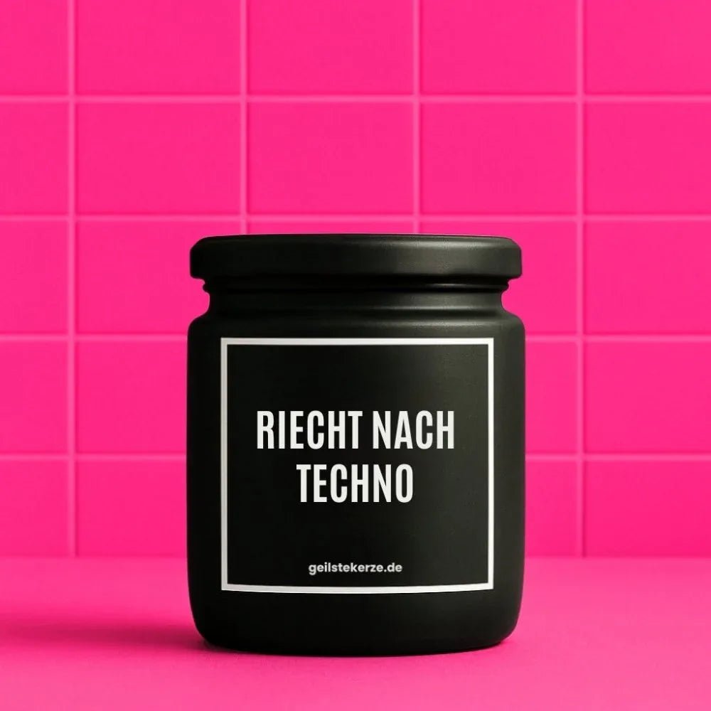 Duftkerze „RIECHT NACH TECHNO“ von geilstekerze – Ansicht 1
