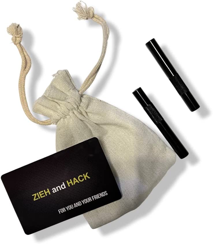 2 aluminum pull tubes in black (70mm long) & "ZIEH and HACK" card & storage bag made of linen in a set