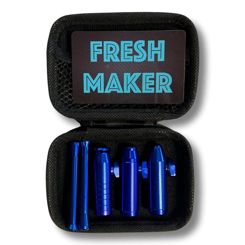 ELEGANT Hard Case Snuff Set Deluxe in a blue case with two tubes, THREE doses and Fresh Maker card for snuff
