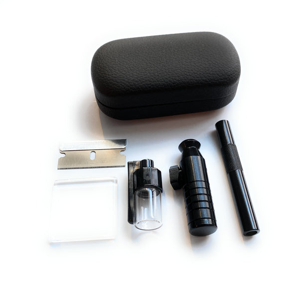 SET Etui Noir (tube, mini plaque en verre, distributeur avec cuillère, doseur, lame) en étui rigide
