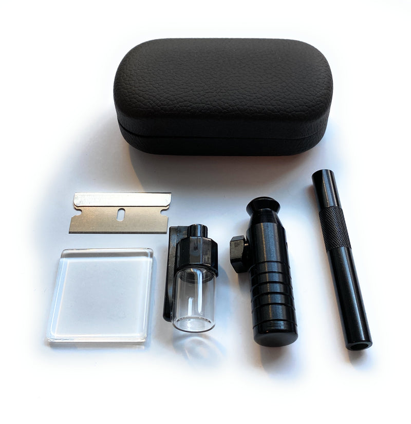 SET Black Case (tube, mini glass plate, dispenser with spoon, doser, blade) in hard case