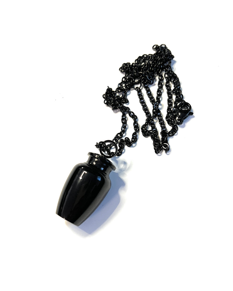 Necklace with fillable capsule in black (approx. 32.5cm) chain cylinder necklace pendant for screwing made of stainless steel