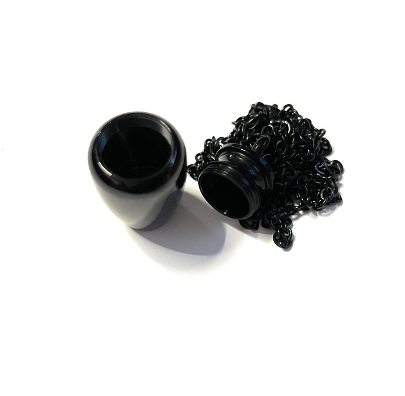 Collier avec capsule remplissable en noir (env. 32,5 cm) chaîne pendentif collier cylindrique à visser en acier inoxydable