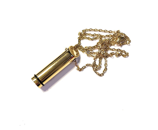 Halskette mit befüllbarer Kapsel in Gold (ca. 28 cm) Kette Zylinder Collier Anhänger zum schrauben aus Edelstahl