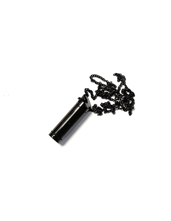 Collier avec capsule remplissable en noir (env. 28 cm) chaîne cylindre pendentif à visser en acier inoxydable