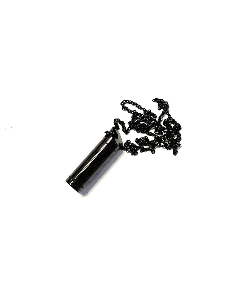 1 x necklace with fillable capsule in black (approx. 28 cm) chain cylinder necklace pendant for screwing made of stainless steel
