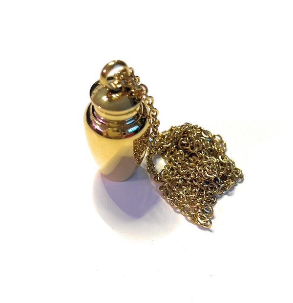 Collier avec capsule remplissable en or (env. 32,5 cm) chaîne pendentif collier cylindrique à visser en acier inoxydable