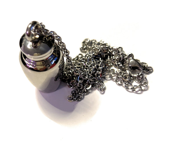 Collier avec capsule remplissable en argent (env. 32,5 cm) chaîne collier cylindre pendentif à visser en acier inoxydable