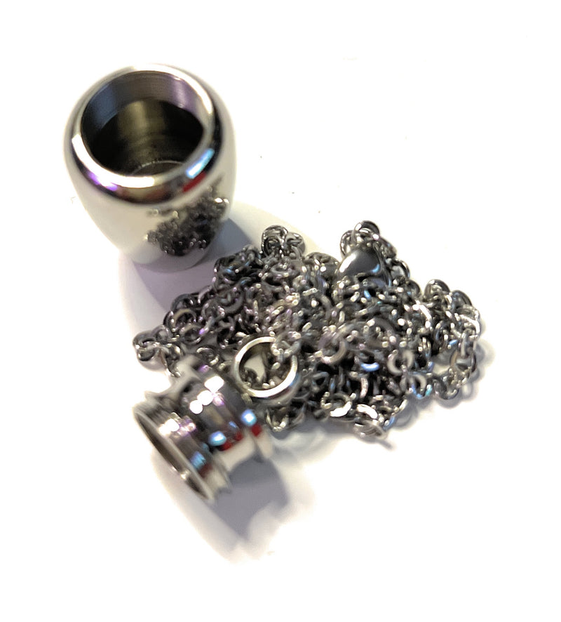 Halskette mit befüllbarer Kapsel in Silber (ca. 32,5cm) Kette Zylinder Collier Anhänger zum schrauben aus Edelstahl