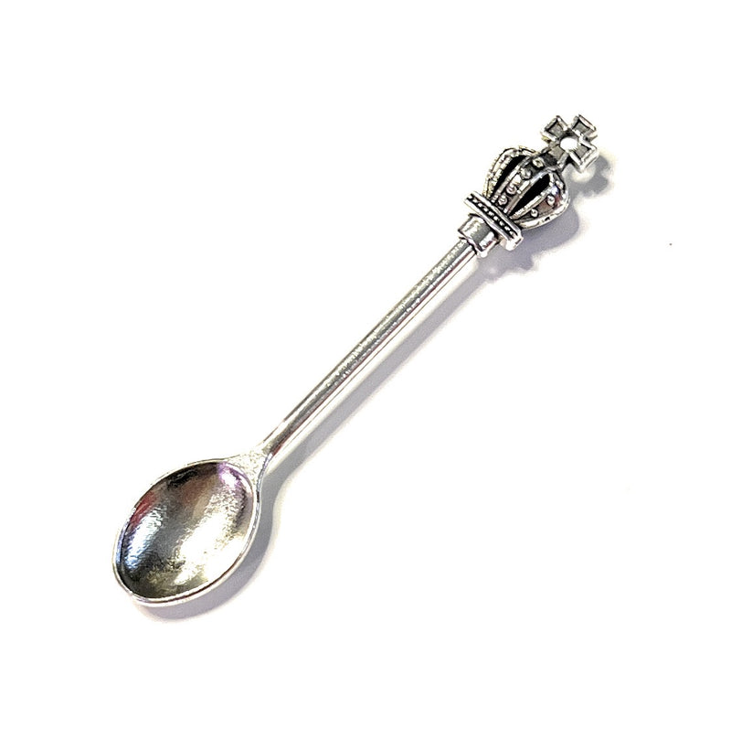 1 x Mini Löffel mit Krone mit extra großem Löffel Charm Sniffer Snorter Snuff Powder Löffel Smoking Schnupftabak Spoon (ca.55mm) Silber
