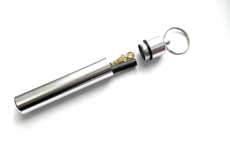 Boîte de rangement avec pendentif comprenant une cuillère et un tube à dessin en kit de tabac à priser en carbone | Portionneur | Donateur V7