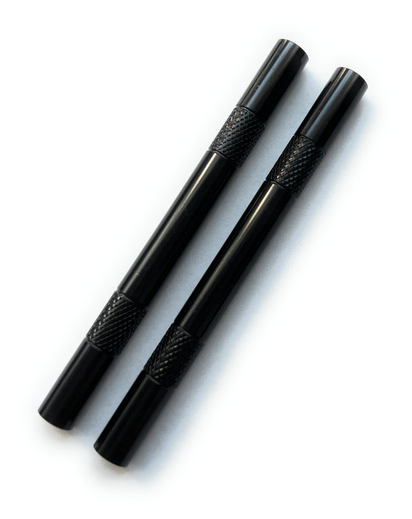 Röhrchen Set - 2 Stück - Schwarze Röhrchen aus Aluminium – Zieh - Röhrchen - stabil, leicht, elegant - Länge 80mm