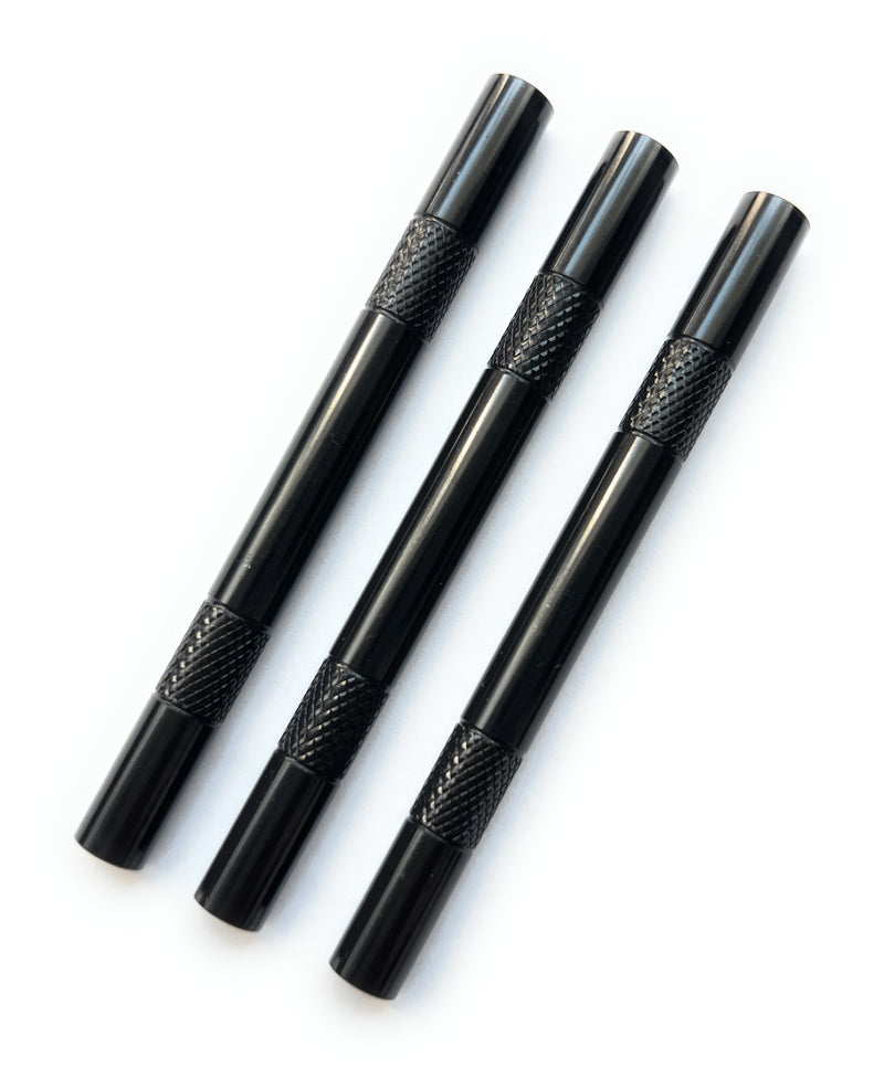 Röhrchen Set - 3 Stück - Schwarze Röhrchen aus Aluminium – Zieh - Röhrchen - stabil, leicht, elegant - Länge 80mm